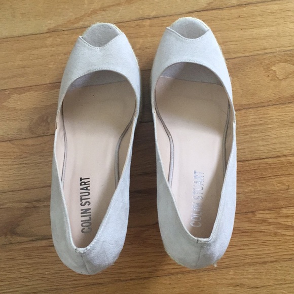 Colin Stuart Peep Toe Platform Jute Wedge Heels - Picture 2 of 8